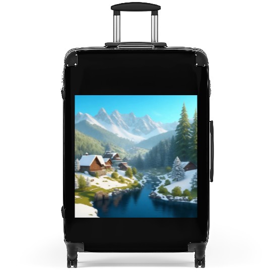 3D Snowy Serenity Suitcases