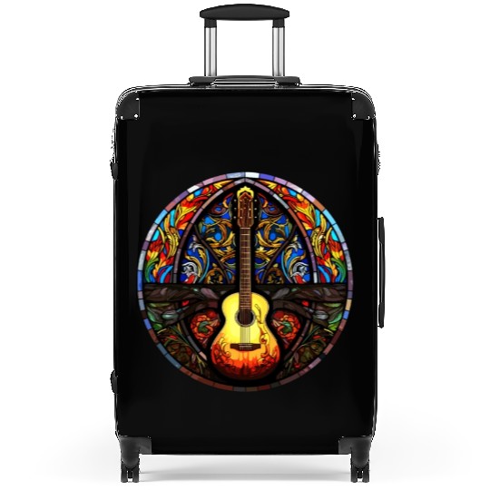 Unique Holy Guitar Art Design - Stained Glass Art Suitcases