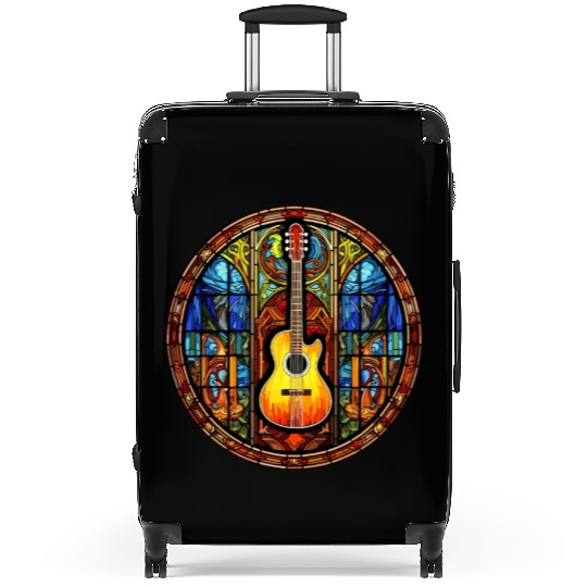 Cool Stained Glass Art Guitar for Men and Women Suitcases