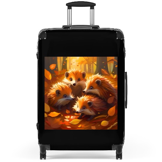 Rustic Fall Foliage Woodland Hedgehog Haven Suitcases