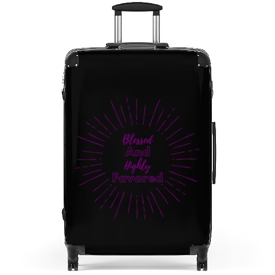 Blessed and Highly Favored Purple Suitcases