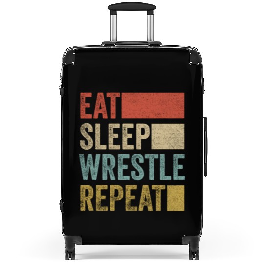 Retro 70s 80s Eat Sleep Wrestle Gear Vintage Suitcases