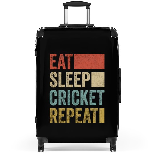 Retro Eat Sleep Cricket Repeat Funny Cricket Suitcases