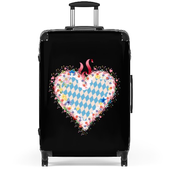 Gingerbread heart shape blue white Bavarian style Suitcases