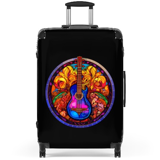 I love Guitar and Stained Glass Art - Funny and Un Suitcases