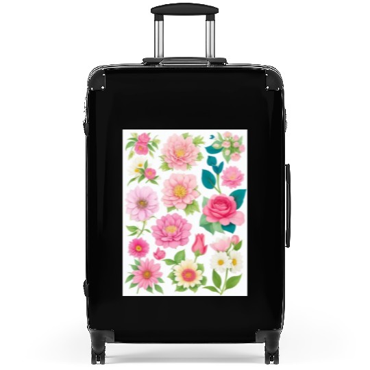 Blooming Crimson and coral Spring Flowers Suitcases