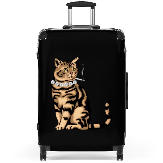 Cat Smoking Suitcases