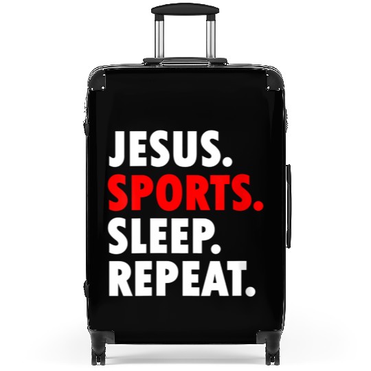 Jesus Sports Sleep Repeat - Novelty Hobby Suitcases