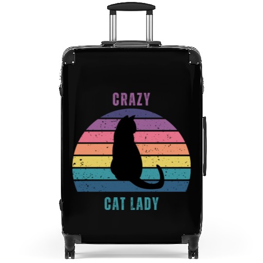 crazy cat lady Suitcases