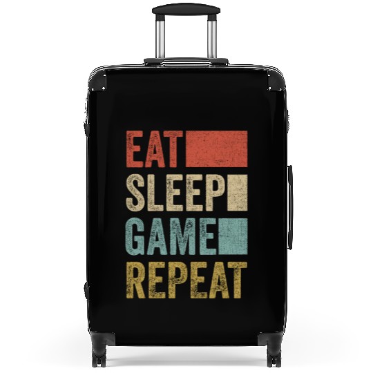 Vintage Retro Gamer Accessory Eat Sleep Game Suitcases