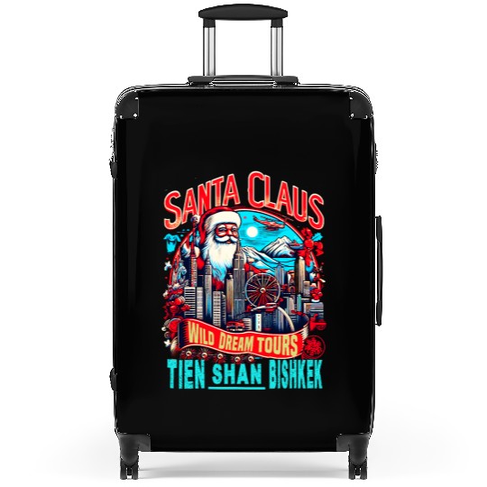 Santa Claus on an Adventure Travel World Tour Suitcases