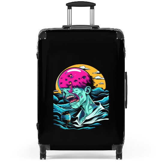 Sad Zombie In The Ocean Suitcases