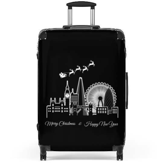Merry Christmas Happy New Year London UK Suitcases