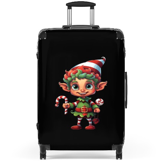 Christmas Elf Candy Cane X-Mas Pajamas Party Suitcases