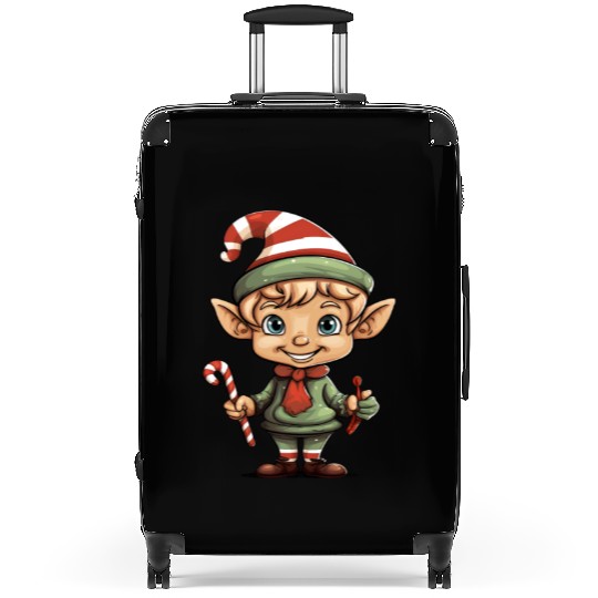 Christmas Elf Candy Cane X-Mas Pajamas Party Suitcases