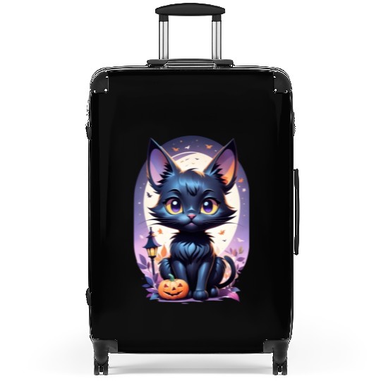 Black Cat With a jack-o-lantern Halloween Design Suitcases