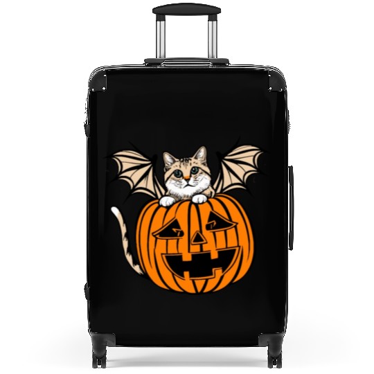 Cute Creepy Cat With Bat Wings Funny Halloween Suitcases