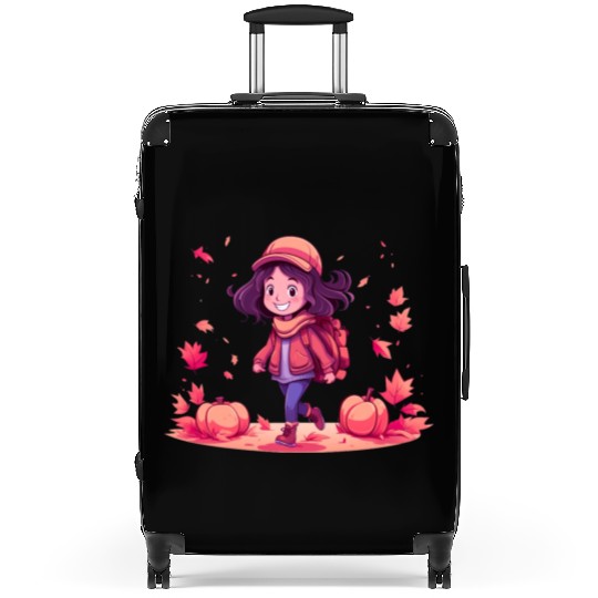 Autumn Serenity: 'Girl in Fall' Apparel Suitcases