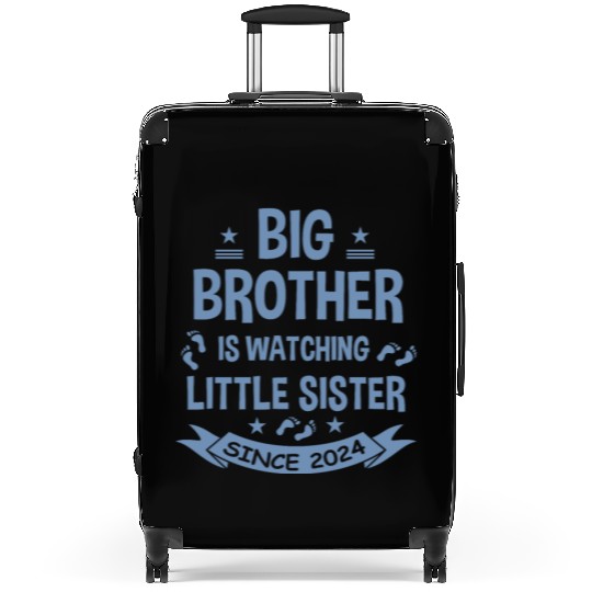 The big brother takes care of the little sister in Suitcases