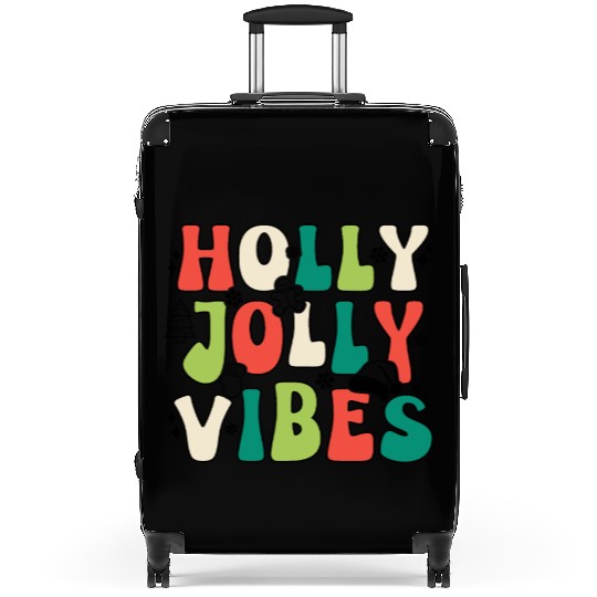 Holly Jolly Vibes Happy Xmas Christmas Holiday Suitcases