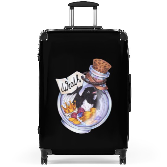 Potion magpie bird coins money treasure wealth Suitcases