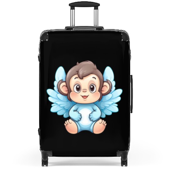 monkey chimpanzee angel wings cute kawaii Suitcases