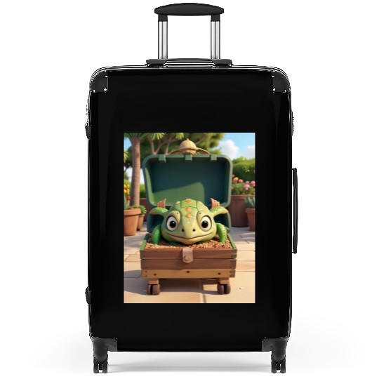 Tortuga grande con caja en jardin Suitcases