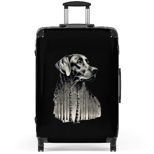 Funny black labrador charcoal drawing Suitcases