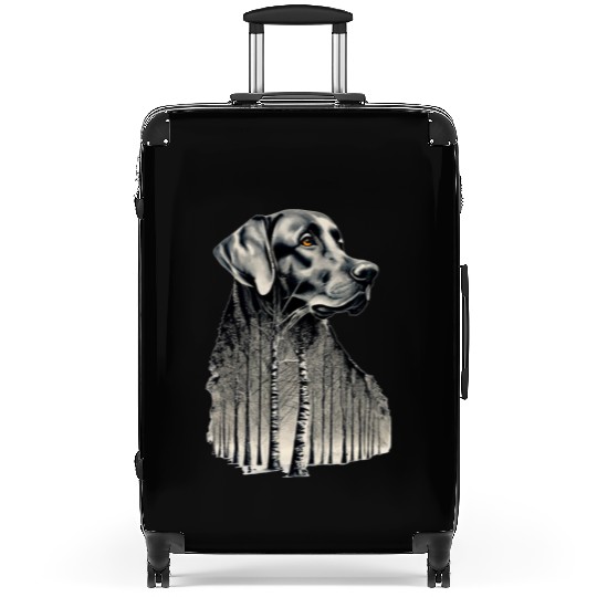 Funny black labrador charcoal drawing Suitcases