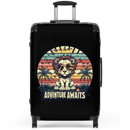 Lion with Glasses - Adventures Await Inspirational Suitcases