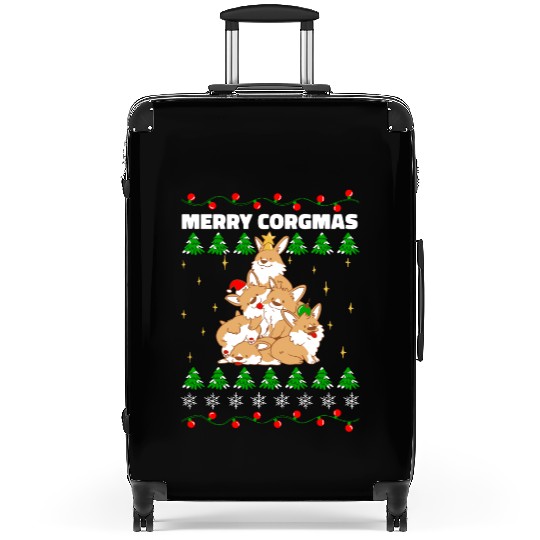 Corgi Dog Christmas Tree Animals Lover Xmas Suitcases
