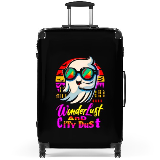 Halloween Ghost with Wanderlust avoiding City Dust Suitcases