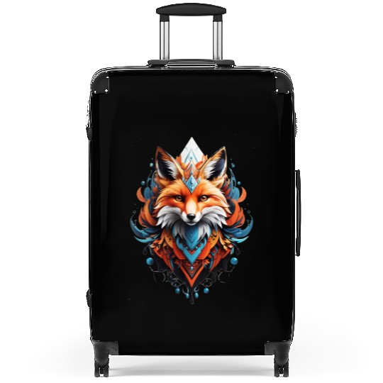 Mystical fox head artwork Suitcases