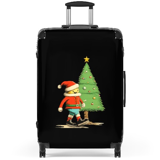 Santa near Christmas tree Suitcases