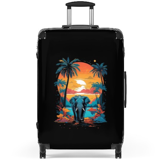 Urban Jungle Majesty: Colorful Elephant Suitcases