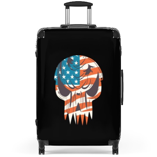 Usa flag skull - badass and distressed art Suitcases