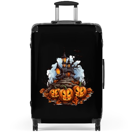 Halloween Pumpkin Bat Spell Haunted House Suitcases