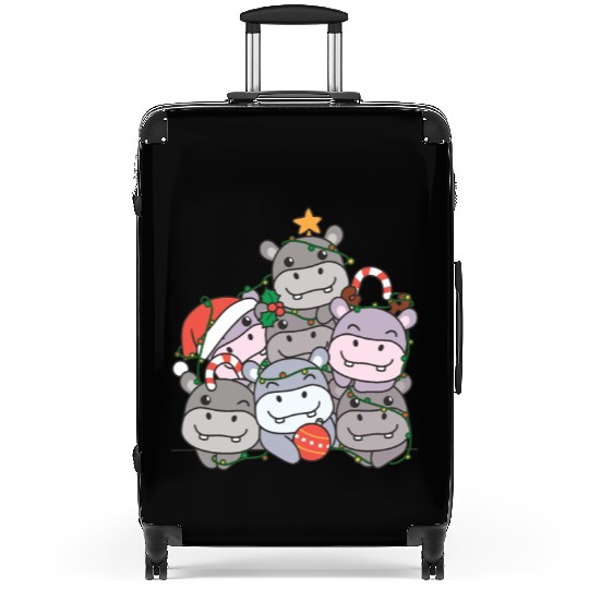 Hippo Christmas Tree Funny Animal Christmas Suitcases