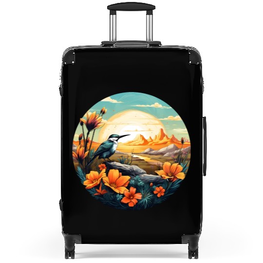 Beautiful Bird And Orange Morning Sunrise Suitcases