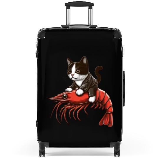Cat rides shrimp Suitcases
