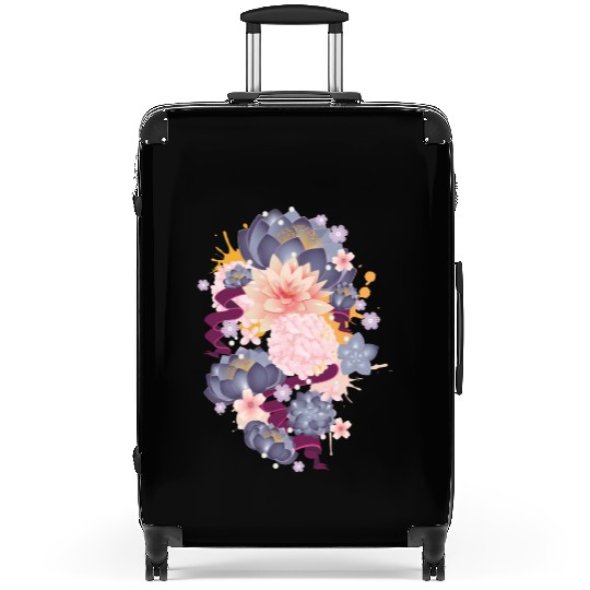 Composition of water lilies, hydrangeas & succulen Suitcases