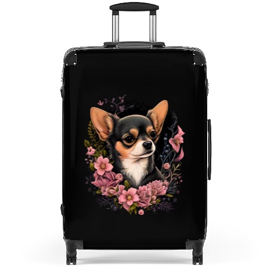 Chihuahua | Cute Dog | Beautiful | Flowers | Girl Suitcases
