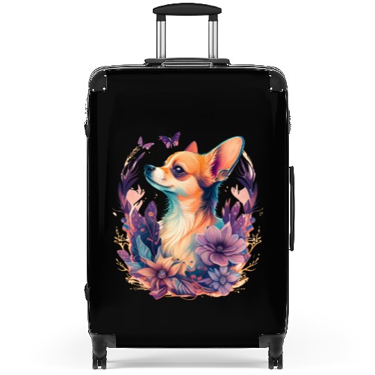 Chihuahua | Cute Dog | Beautiful | Flowers | Girl Suitcases