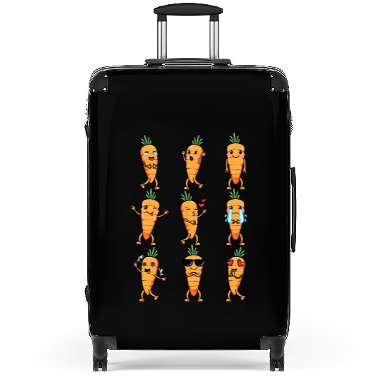 Carrot Emoticon Vegetable Vegan Vegetarian Suitcases