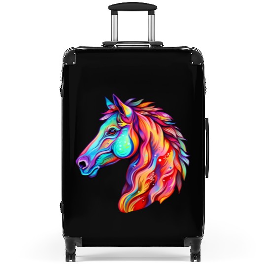 Psychedelic Horse Head Gallop Equine Equestrian Suitcases