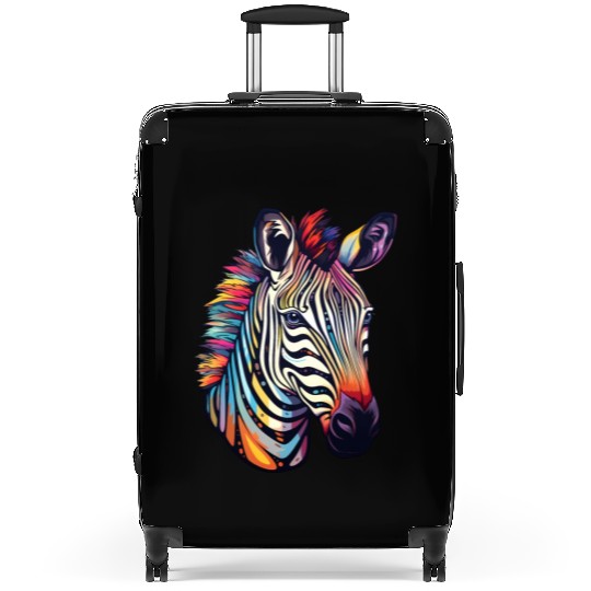 Psychedelic Zebra-Inspired Watercolor Safari Suitcases