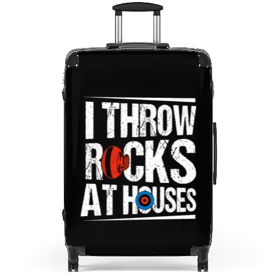 I Throw Rocks At Houses Ice Sport Curling Curler Suitcases