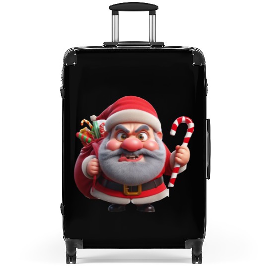 Crazy Santa with Candy Canes Suitcases