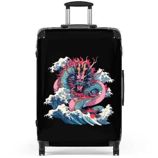 Tokyo Asia 80s Japanese Retro Dragon Dragon Suitcases