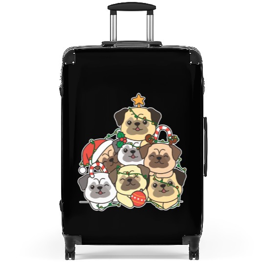 Pug Christmas Tree Funny Animal Christmas Suitcases